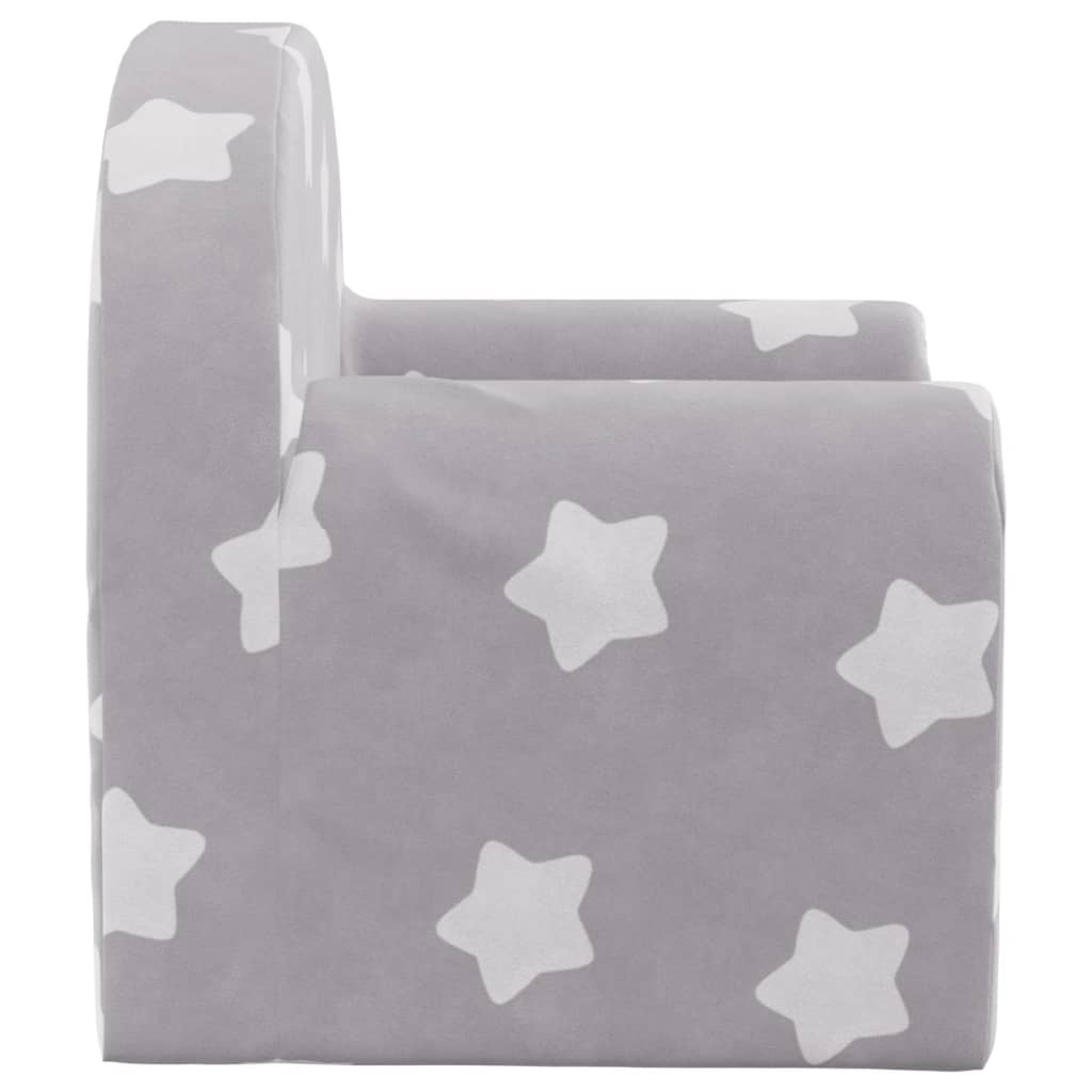 Children's Sofa Light Grey with Stars Soft Plush