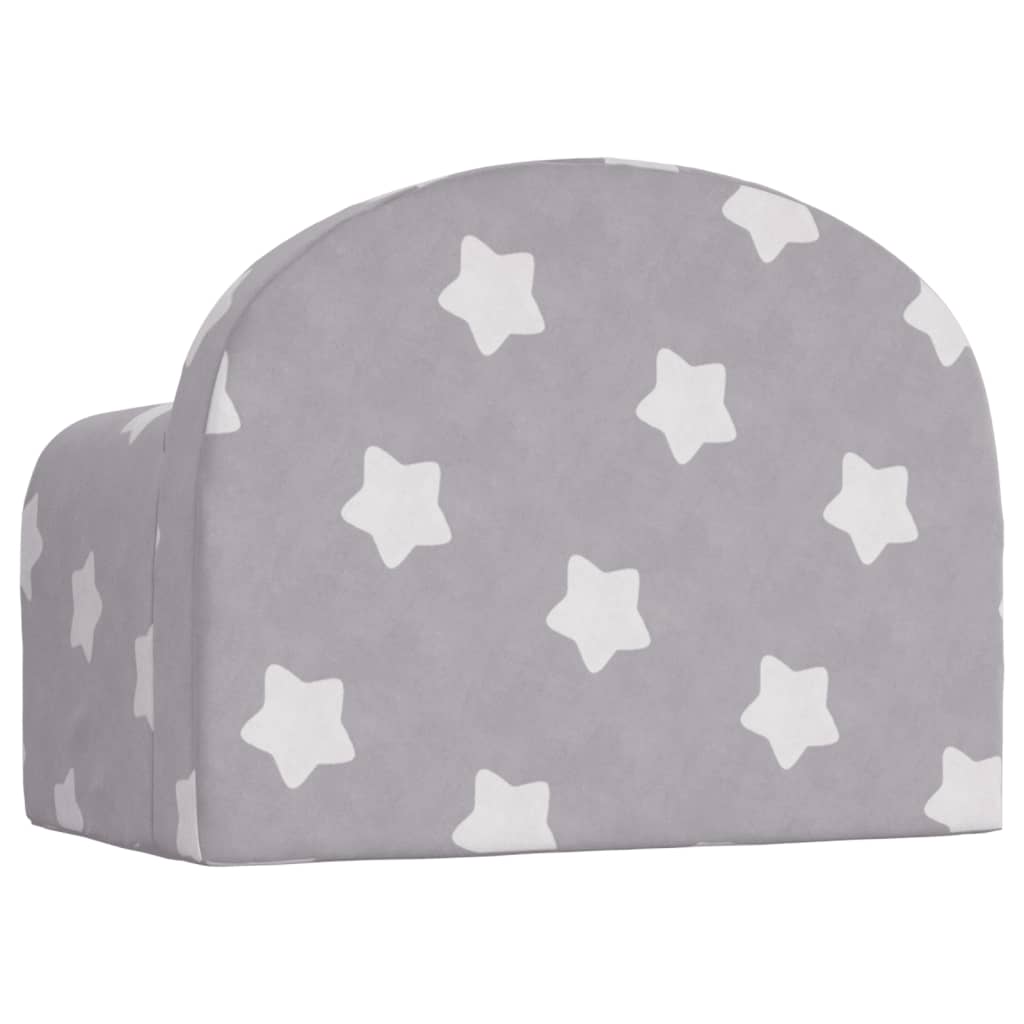 Children's Sofa Light Grey with Stars Soft Plush