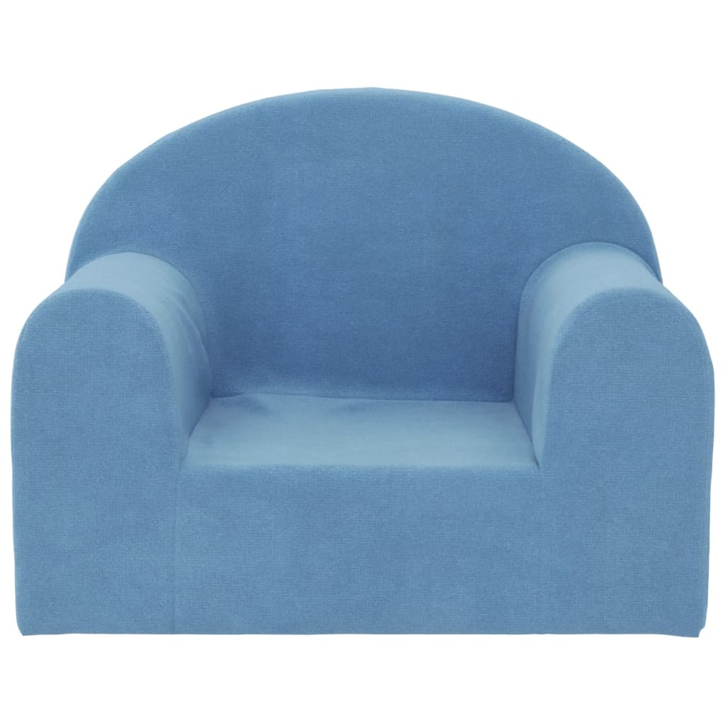 Kindersofa Blau Weich Plüsch