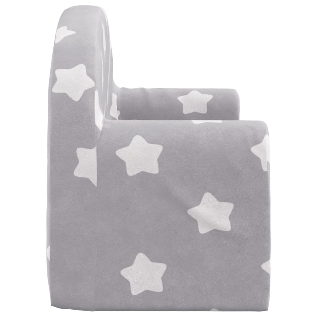 Children's Sofa 2-Seater Light Grey with Stars Soft Plush