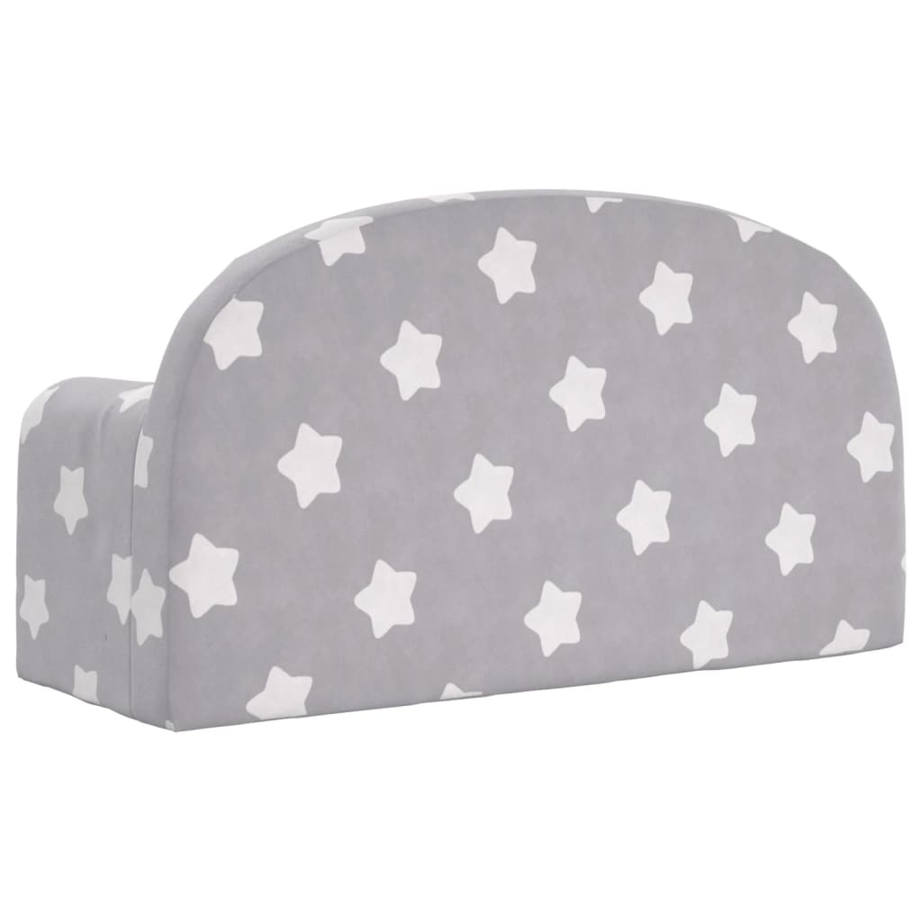 Children's Sofa 2-Seater Light Grey with Stars Soft Plush