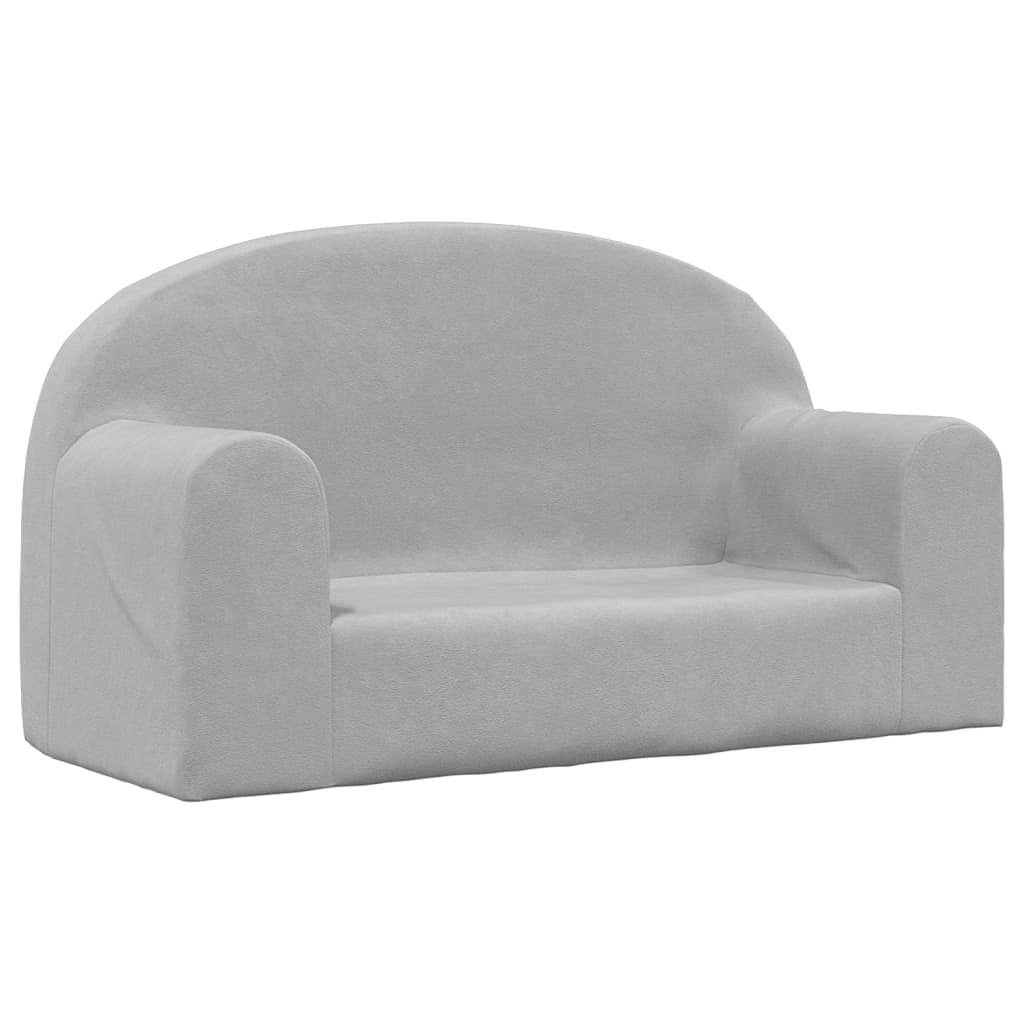 Children's Sofa 2-Seater Light Gray Soft Plush