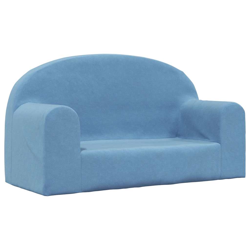 Children's Sofa 2-Seater Blue Soft Plush