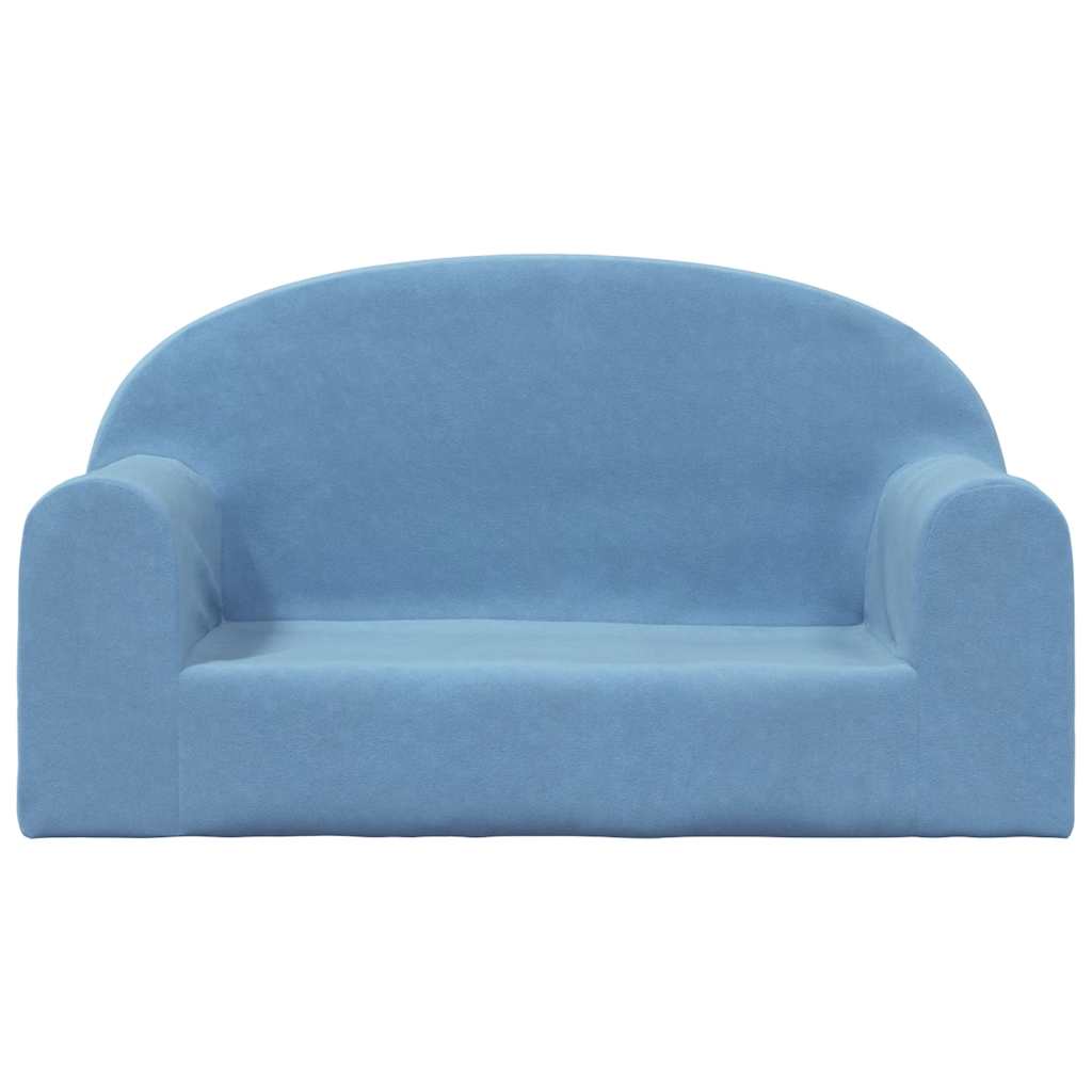 Children's Sofa 2-Seater Blue Soft Plush