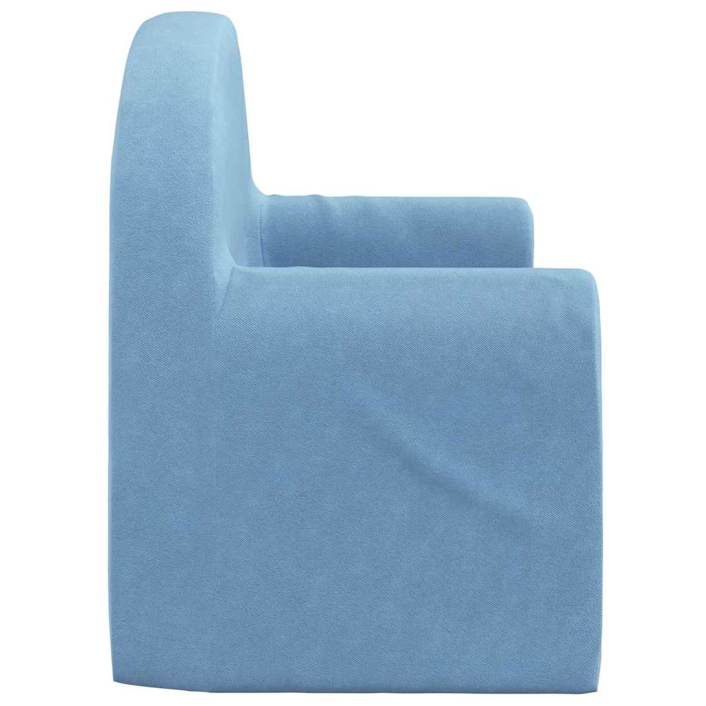 Children's Sofa 2-Seater Blue Soft Plush