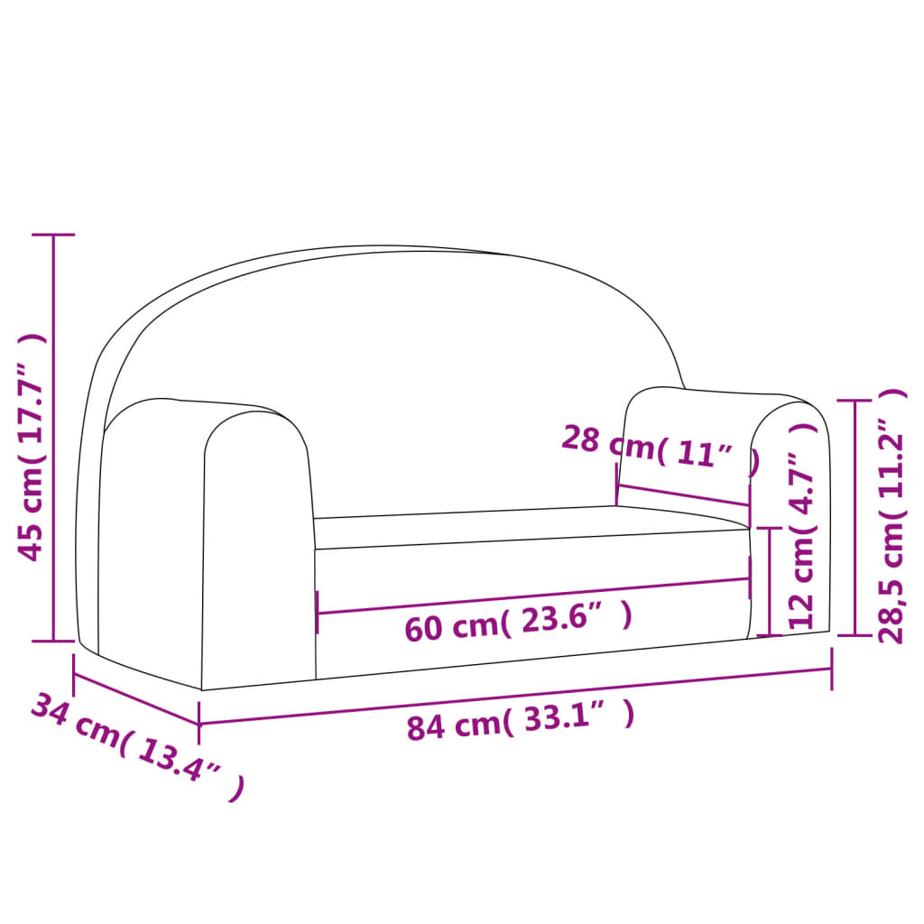 Children's Sofa 2-Seater Pink Soft Plush