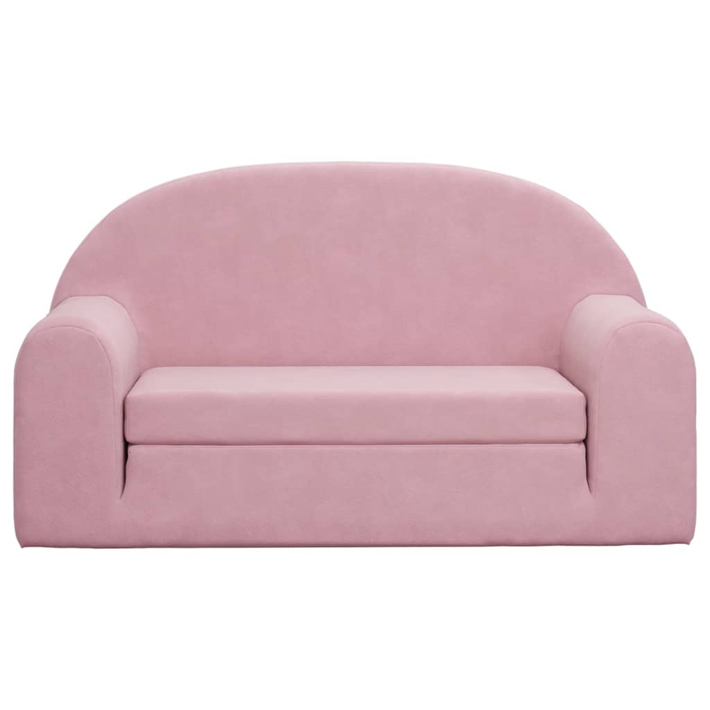 Children's Sofa Bed 2-Seater Pink Soft Plush