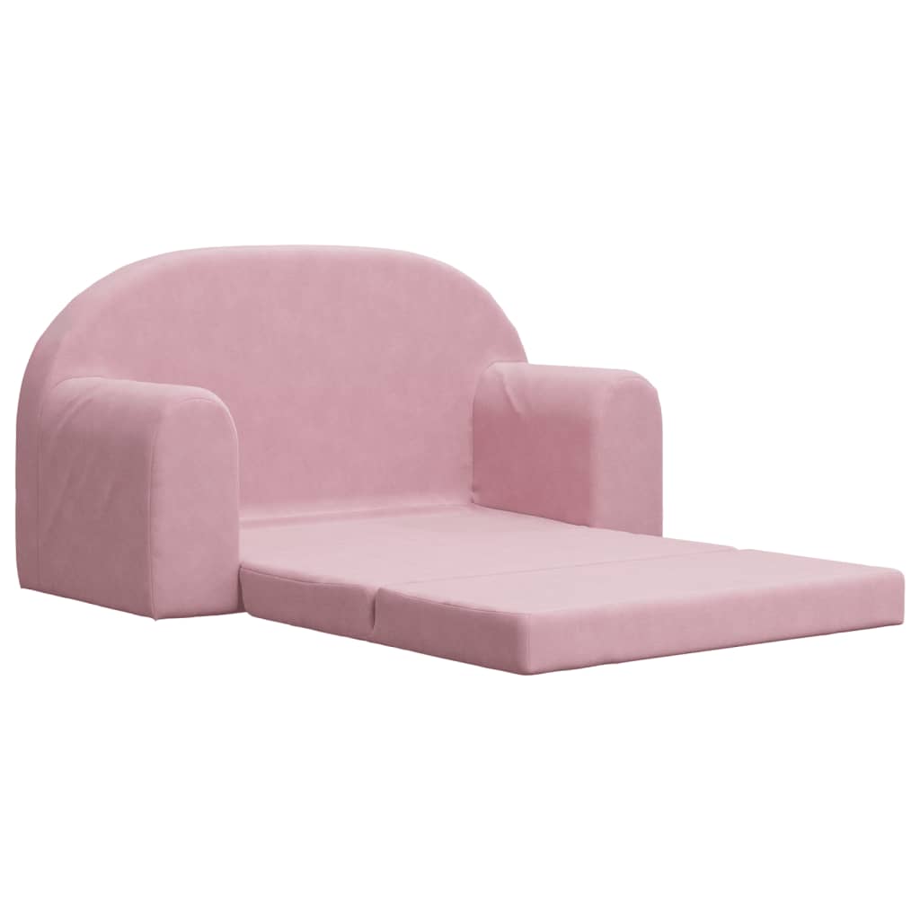 Children's Sofa Bed 2-Seater Pink Soft Plush