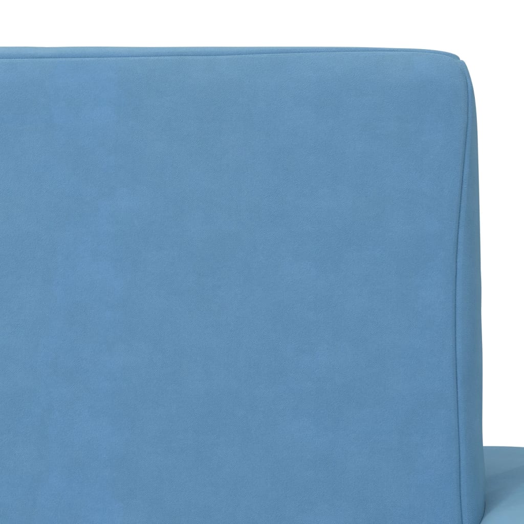 Children's Sofa Bed 2-Seater Blue Soft Plush