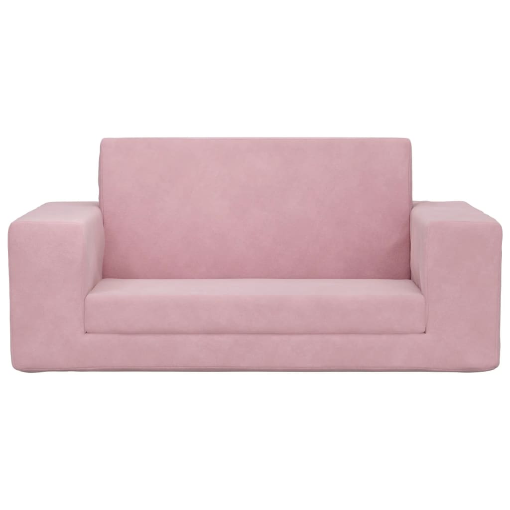 Children's Sofa Bed 2-Seater Pink Soft Plush