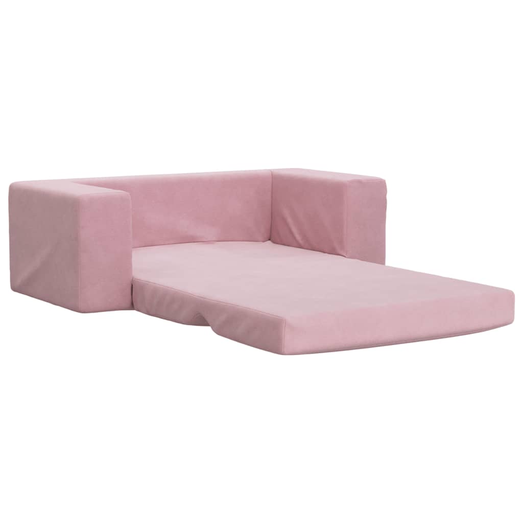 Children's Sofa Bed 2-Seater Pink Soft Plush