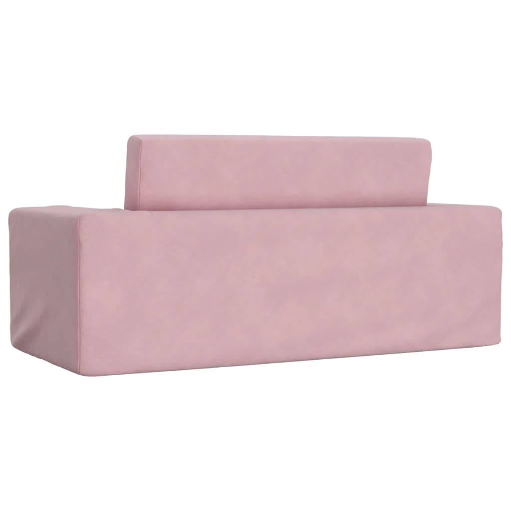 Children's Sofa Bed 2-Seater Pink Soft Plush