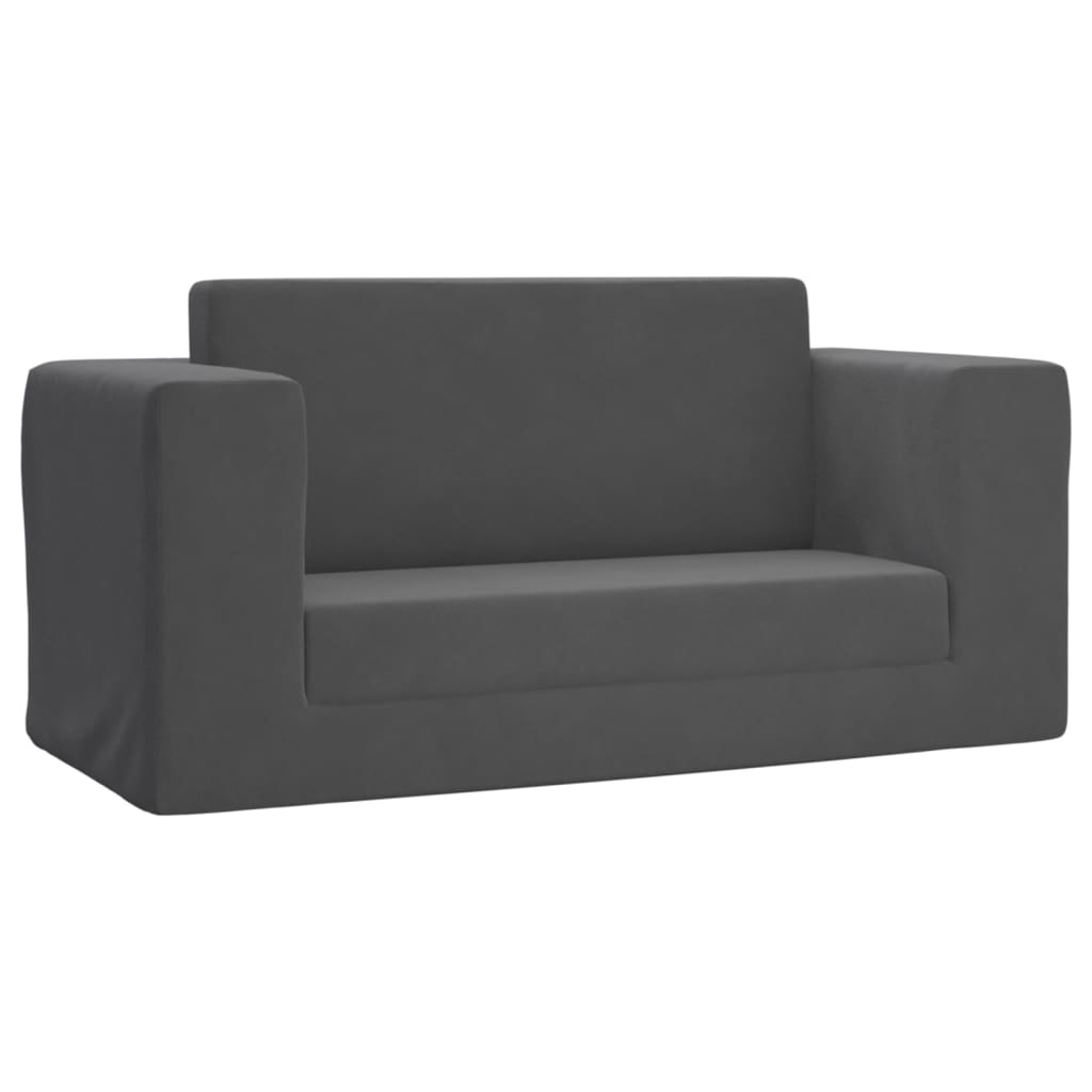 Children's Sofa Bed 2-Seater Anthracite Soft Plush