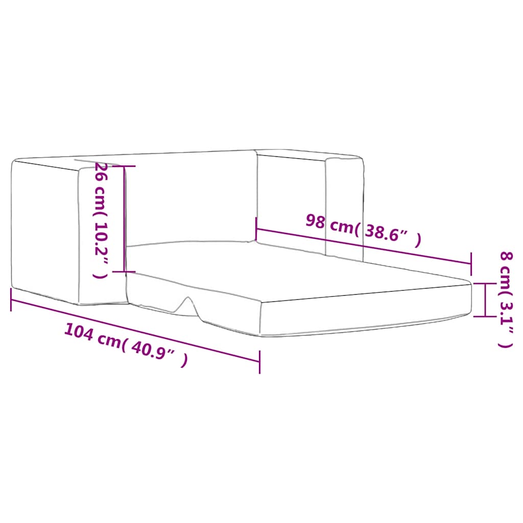 Kinder-Schlafsofa 2-Sitzer Creme Weicher Plüsch