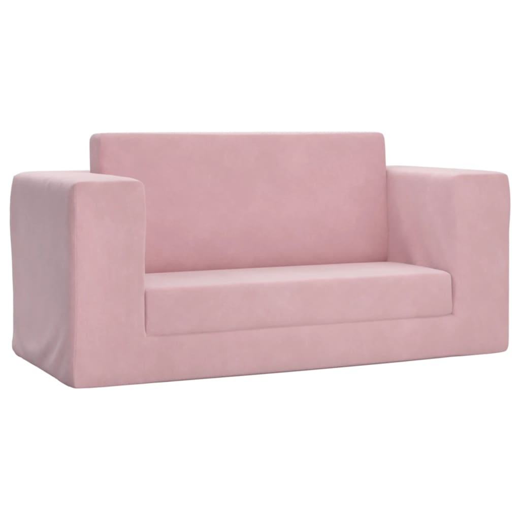 Children's Sofa Bed 2-Seater Pink Soft Plush