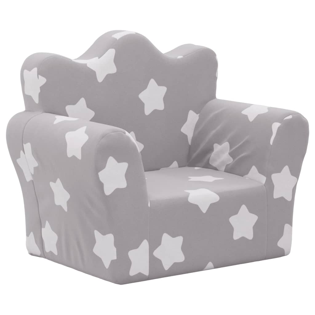 Children's Sofa Light Grey with Stars Soft Plush