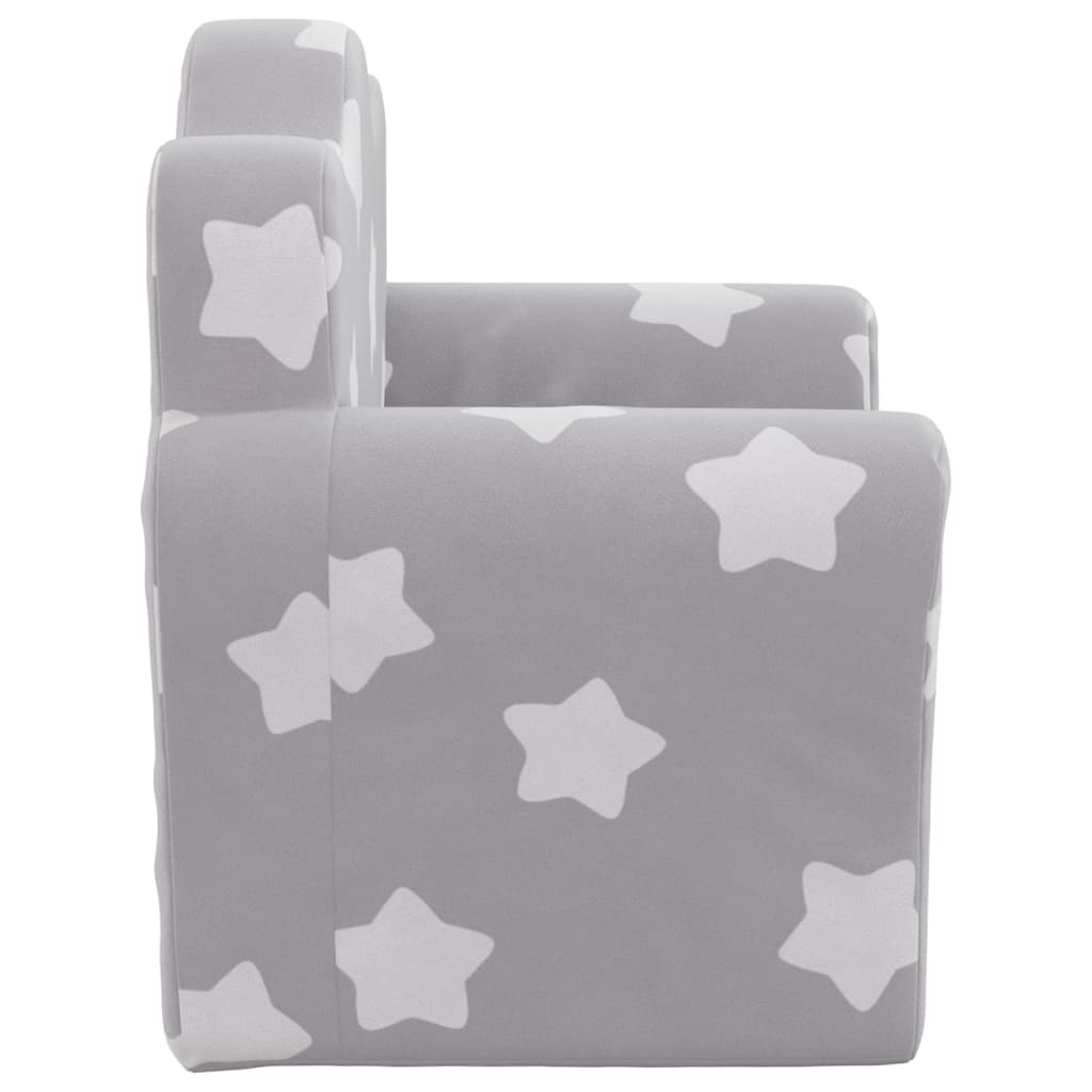 Children's Sofa Light Grey with Stars Soft Plush