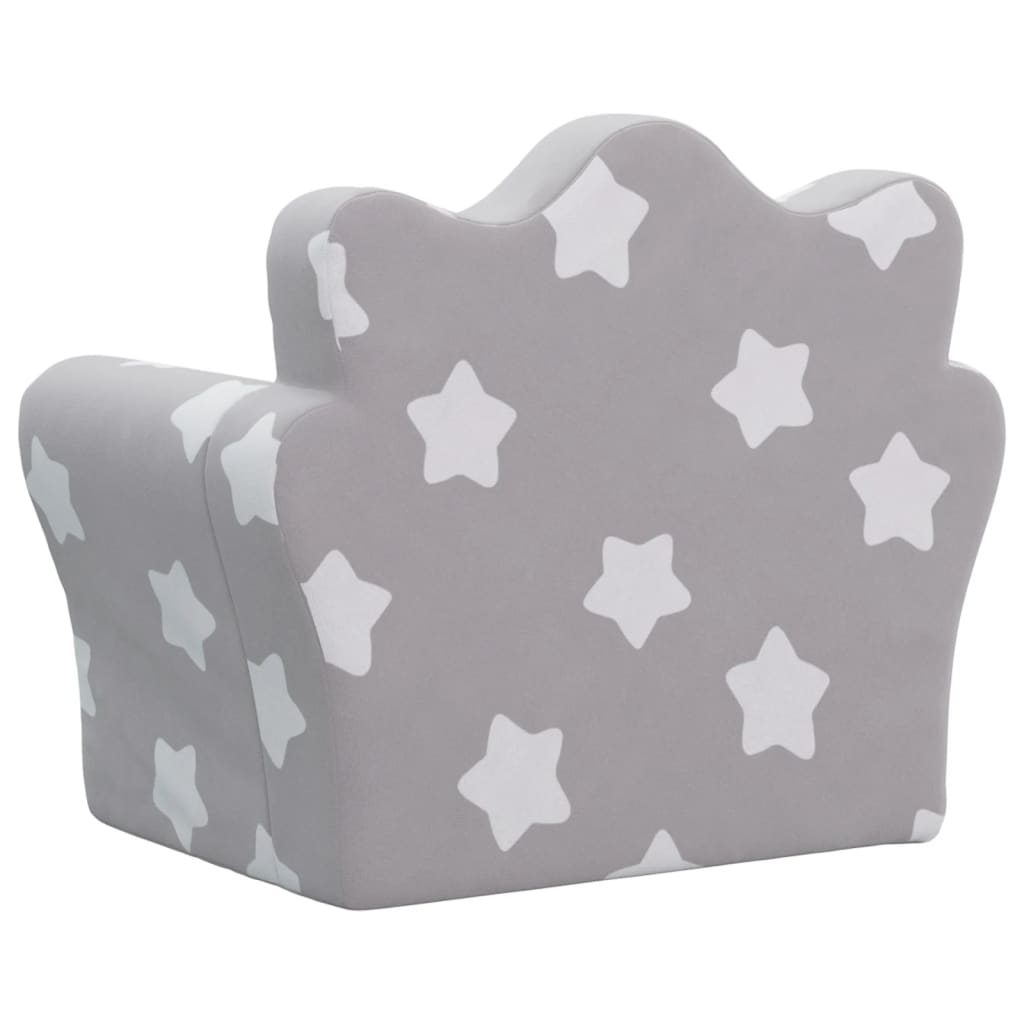 Children's Sofa Light Grey with Stars Soft Plush