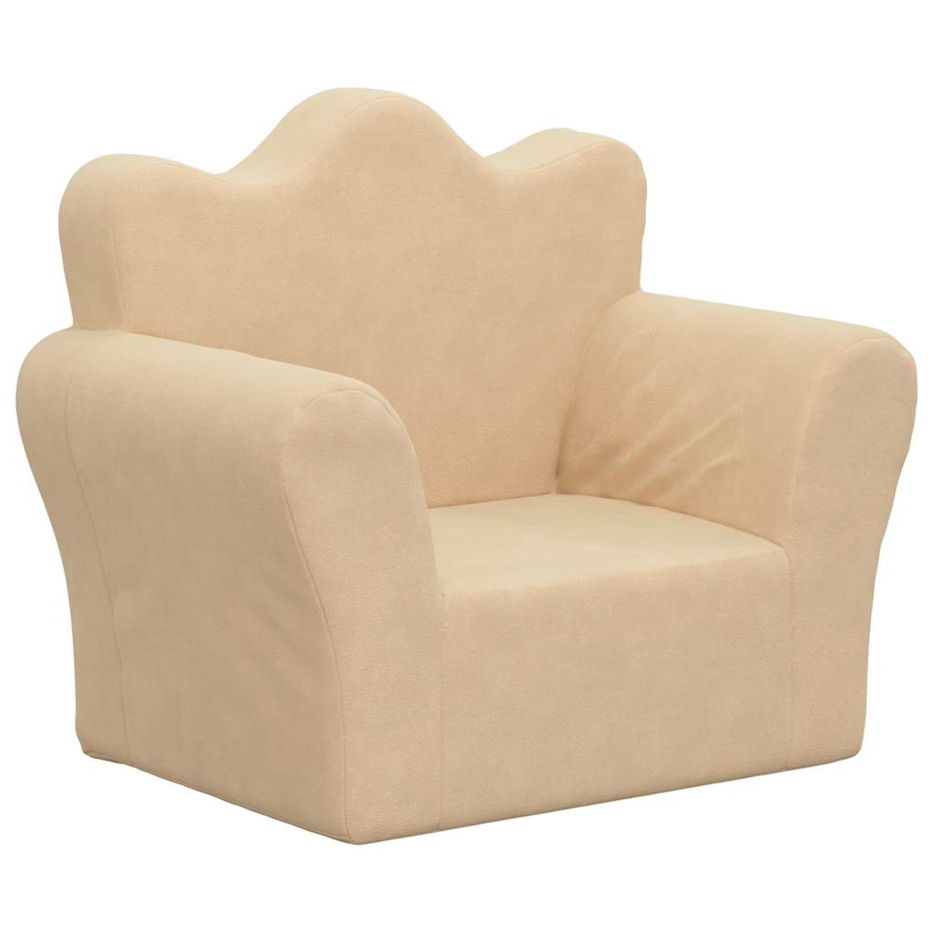 Kindersofa Creme Weicher Plüsch