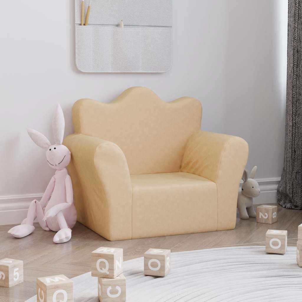 Children's Sofa Cream Soft Plush