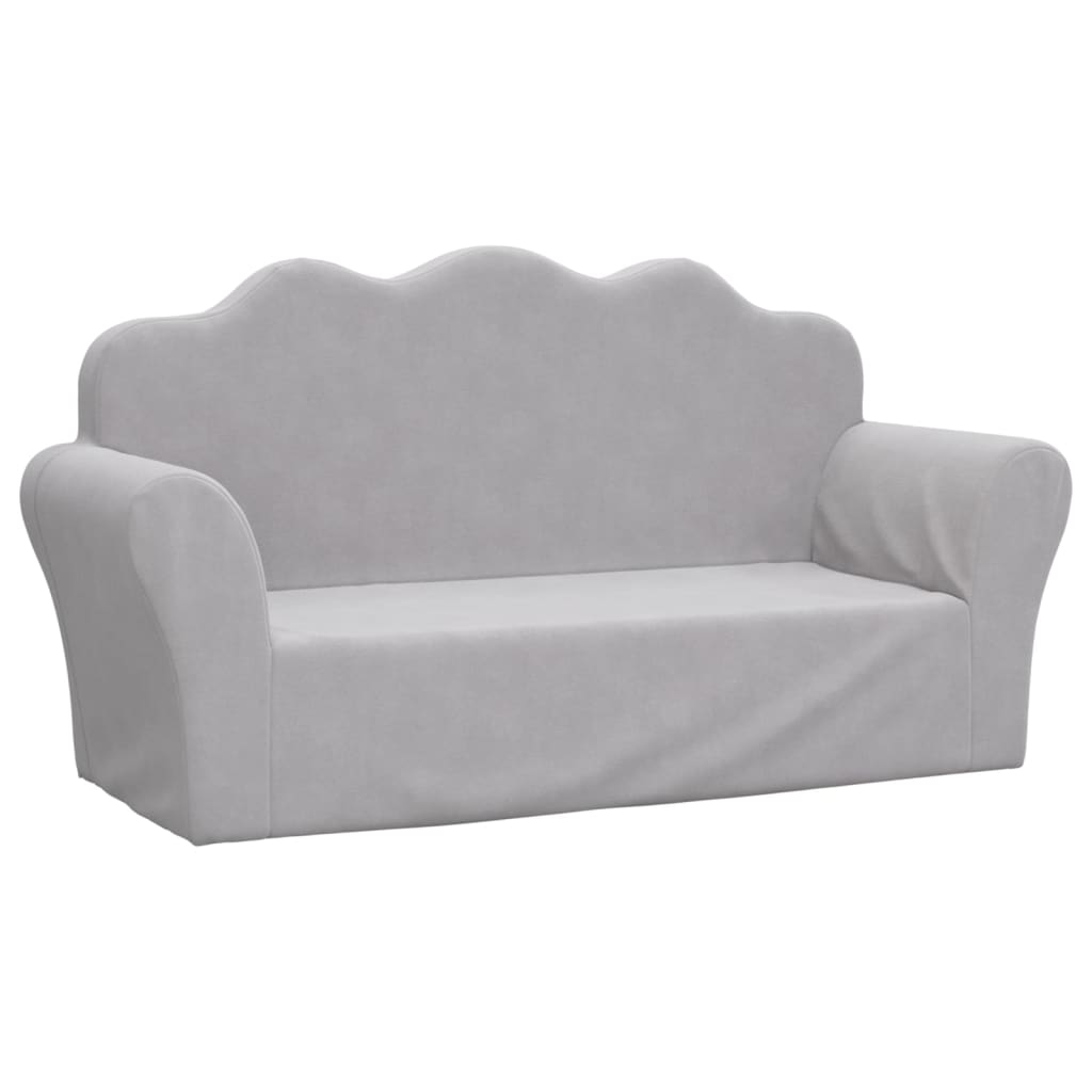 Children's Sofa 2-Seater Light Gray Soft Plush