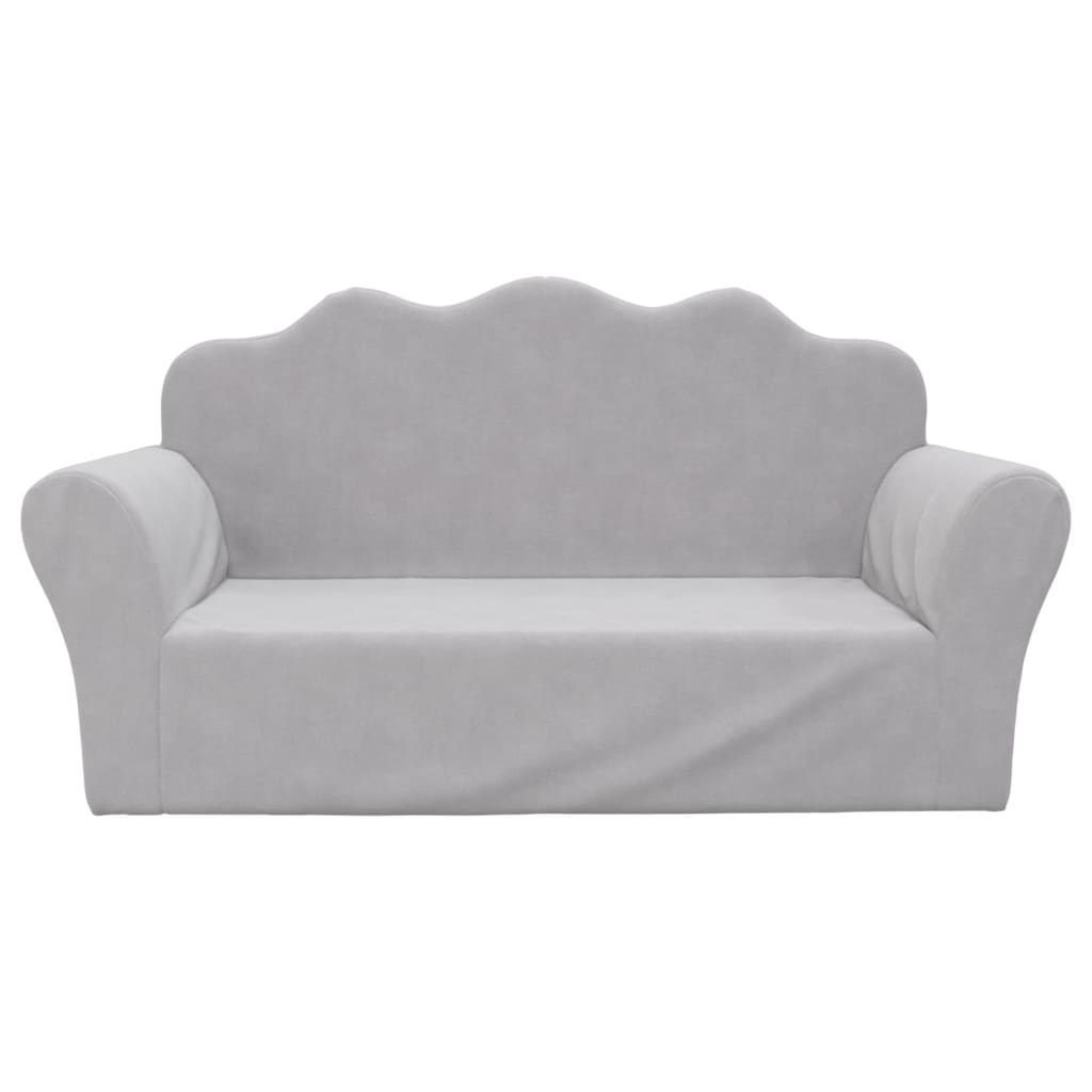 Children's Sofa 2-Seater Light Gray Soft Plush