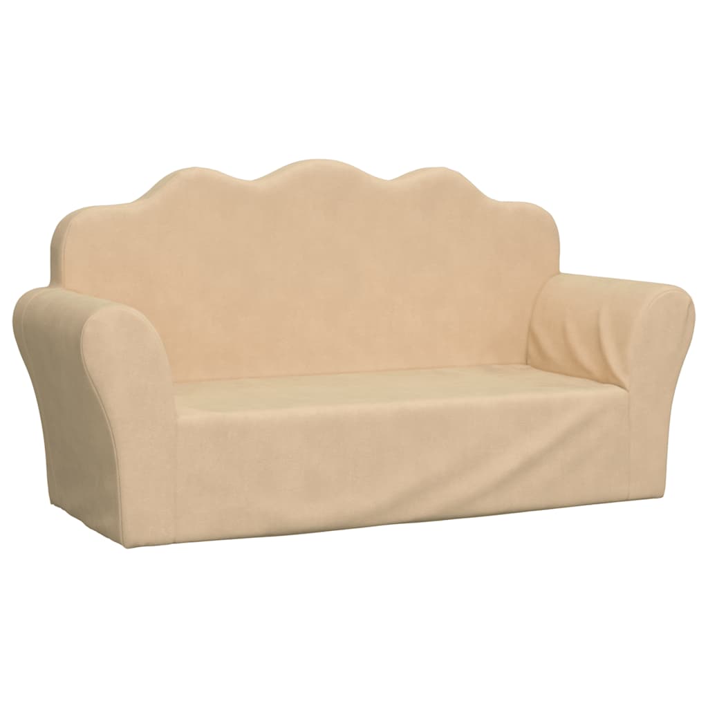 Children's Sofa 2-Seater Cream Soft Plush