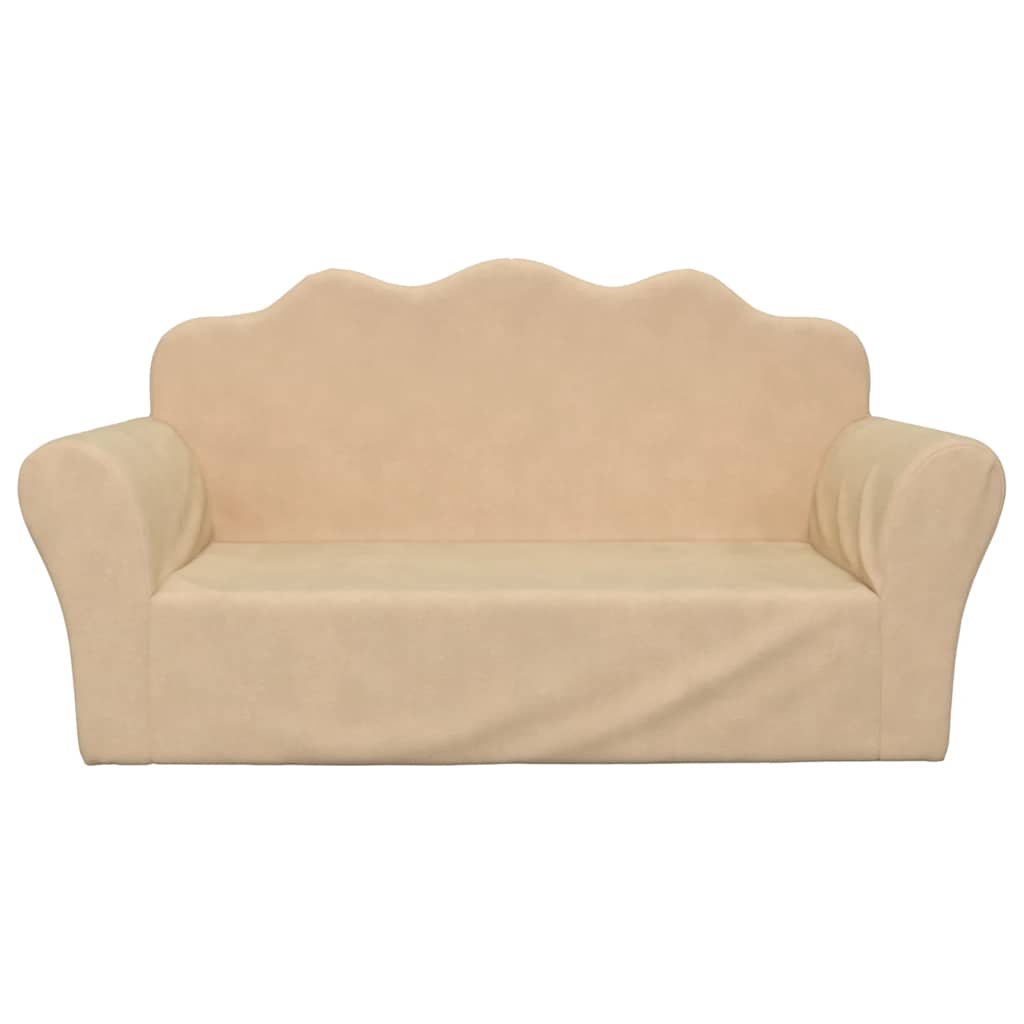 Children's Sofa 2-Seater Cream Soft Plush