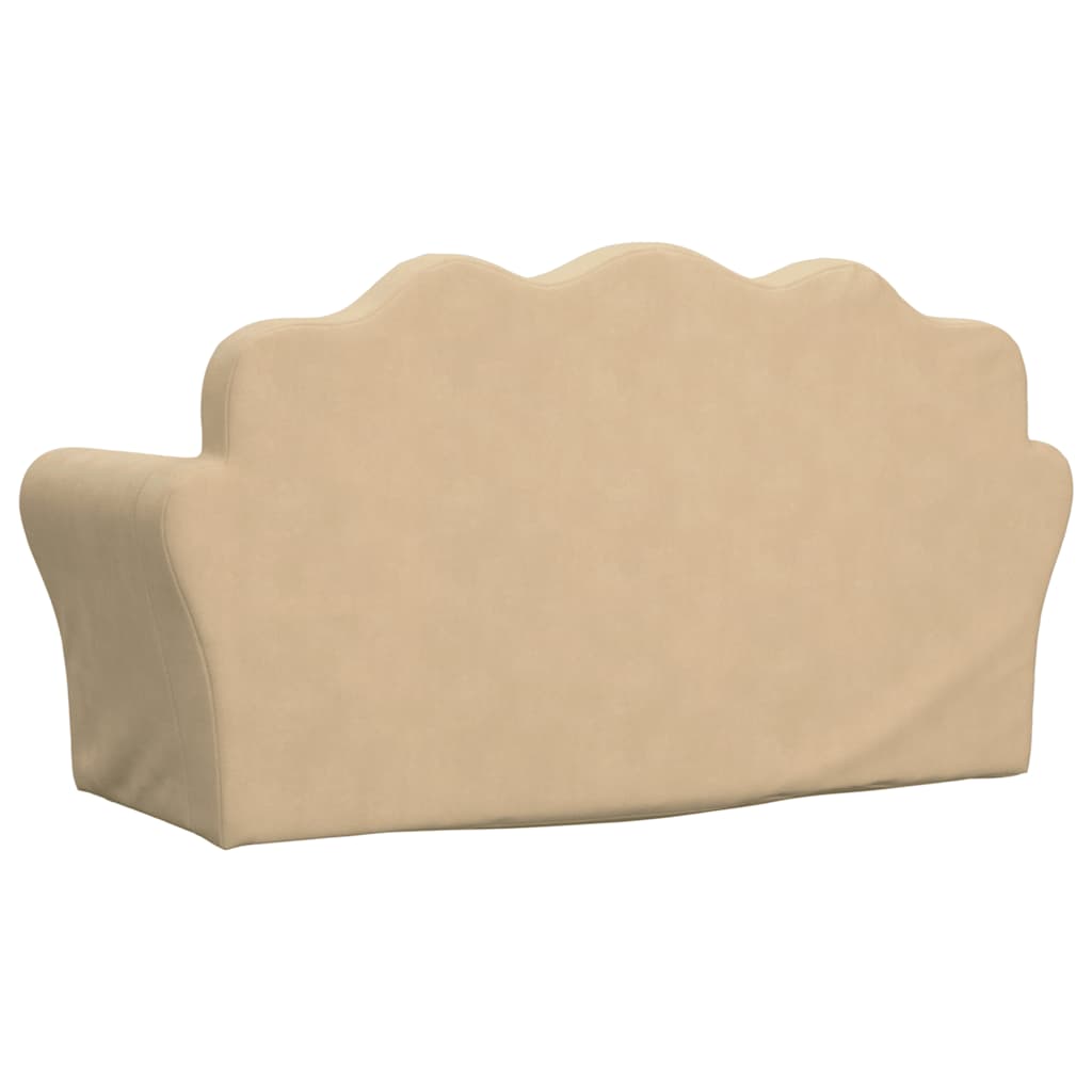 Children's Sofa 2-Seater Cream Soft Plush