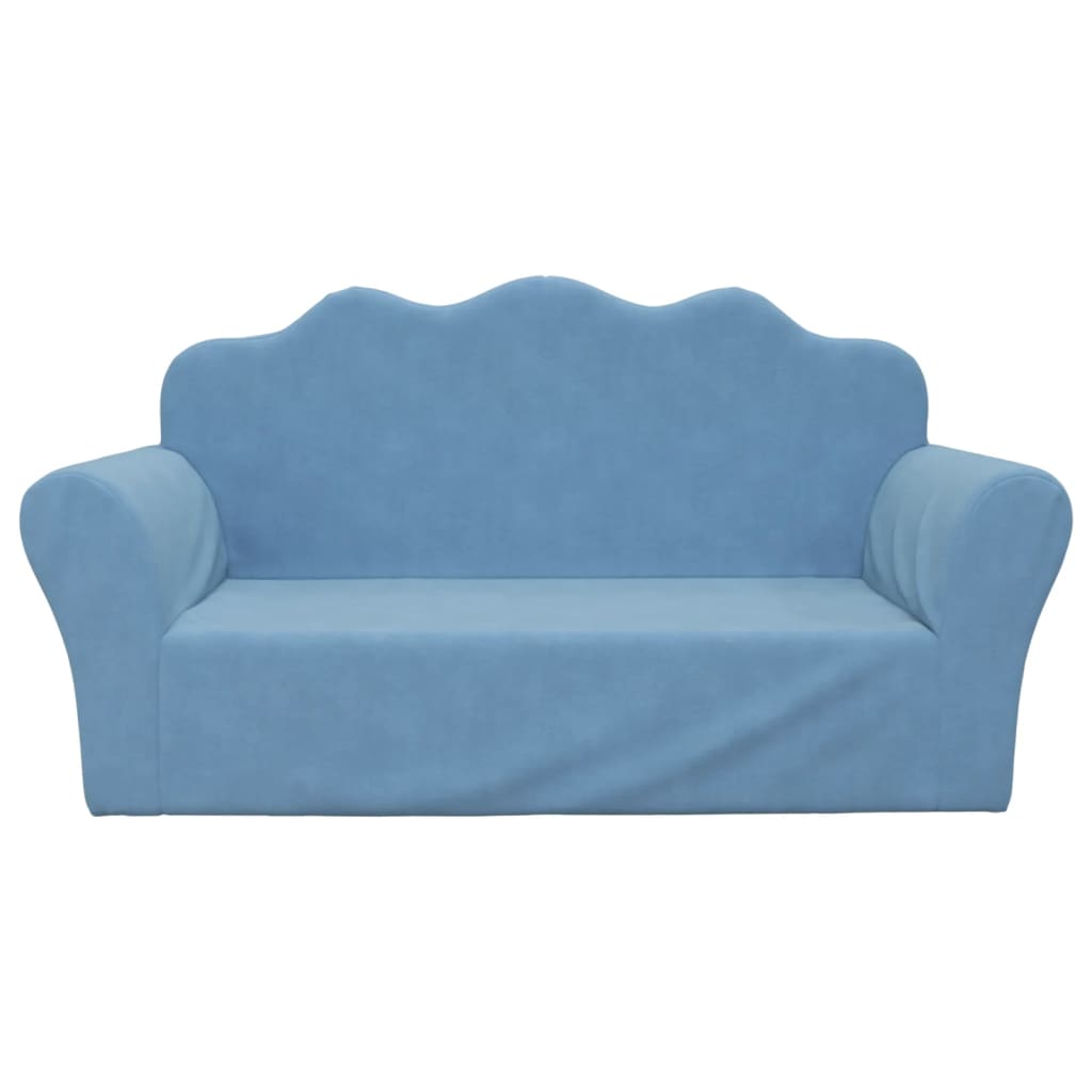 Children's Sofa 2-Seater Blue Soft Plush