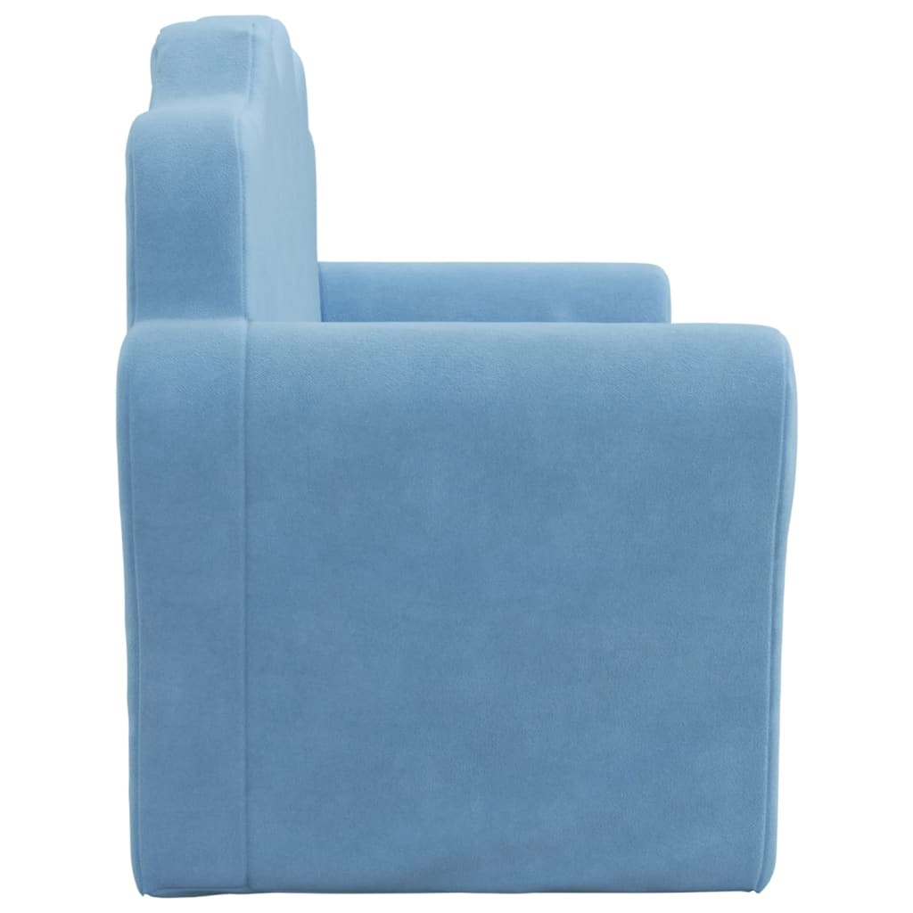 Children's Sofa 2-Seater Blue Soft Plush