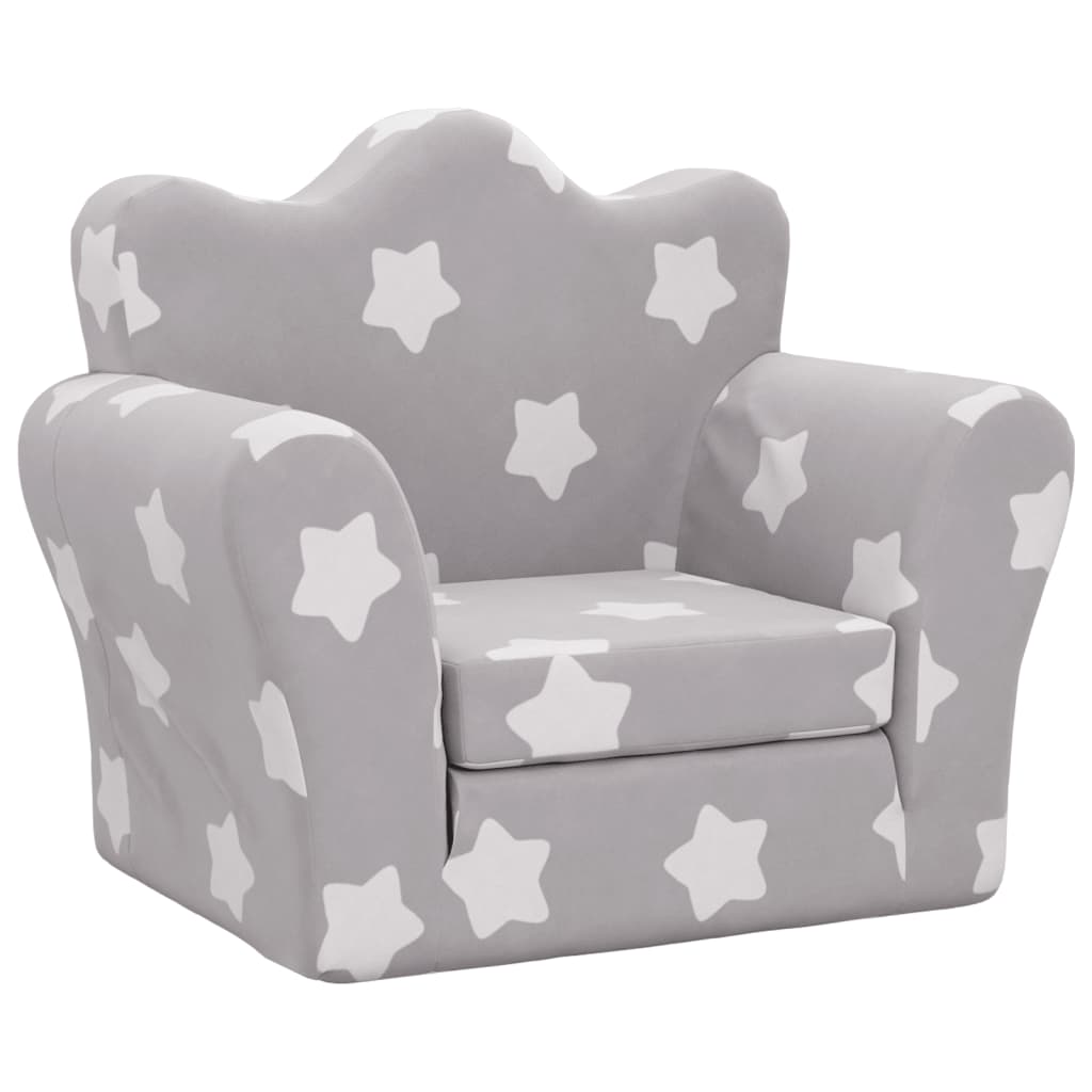 Sofa Bed for Children Light Gray Stars Soft Plush