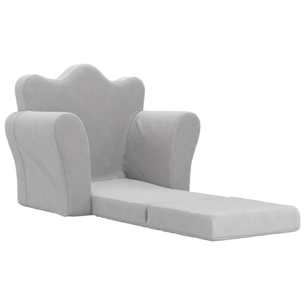 Sofa Bed for Children Light Gray Soft Plush