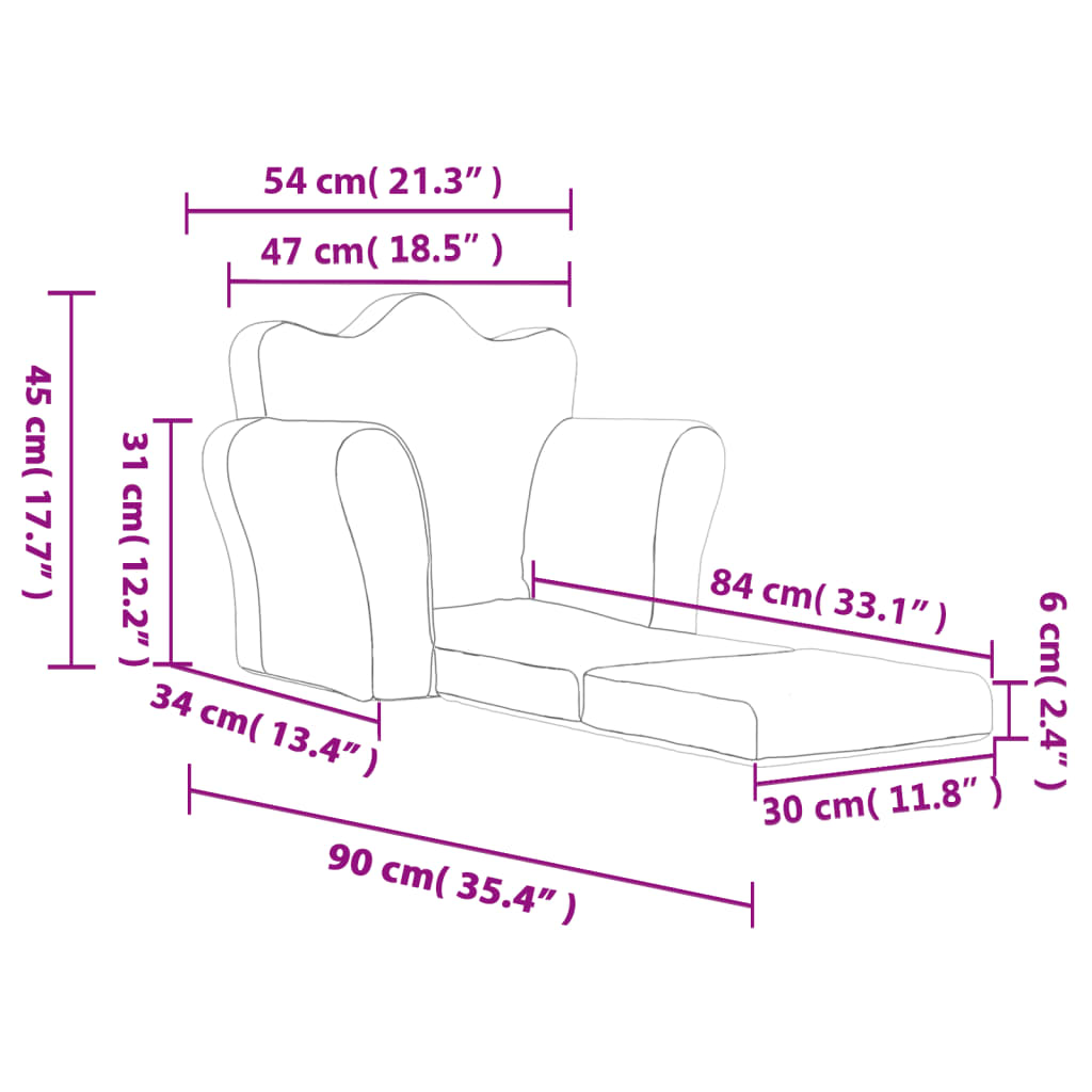 Sofa Bed for Children Light Gray Soft Plush