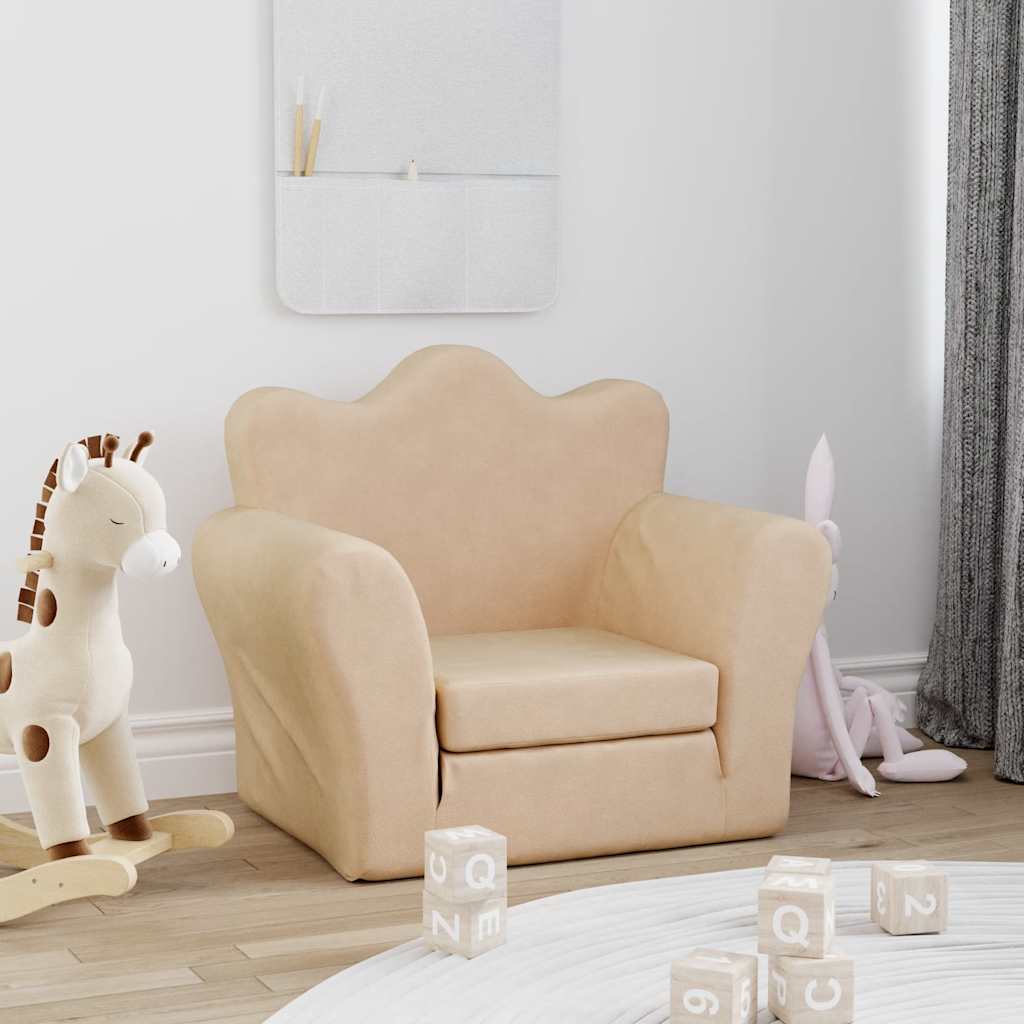 Sofa Bed for Children Cream Soft Plush