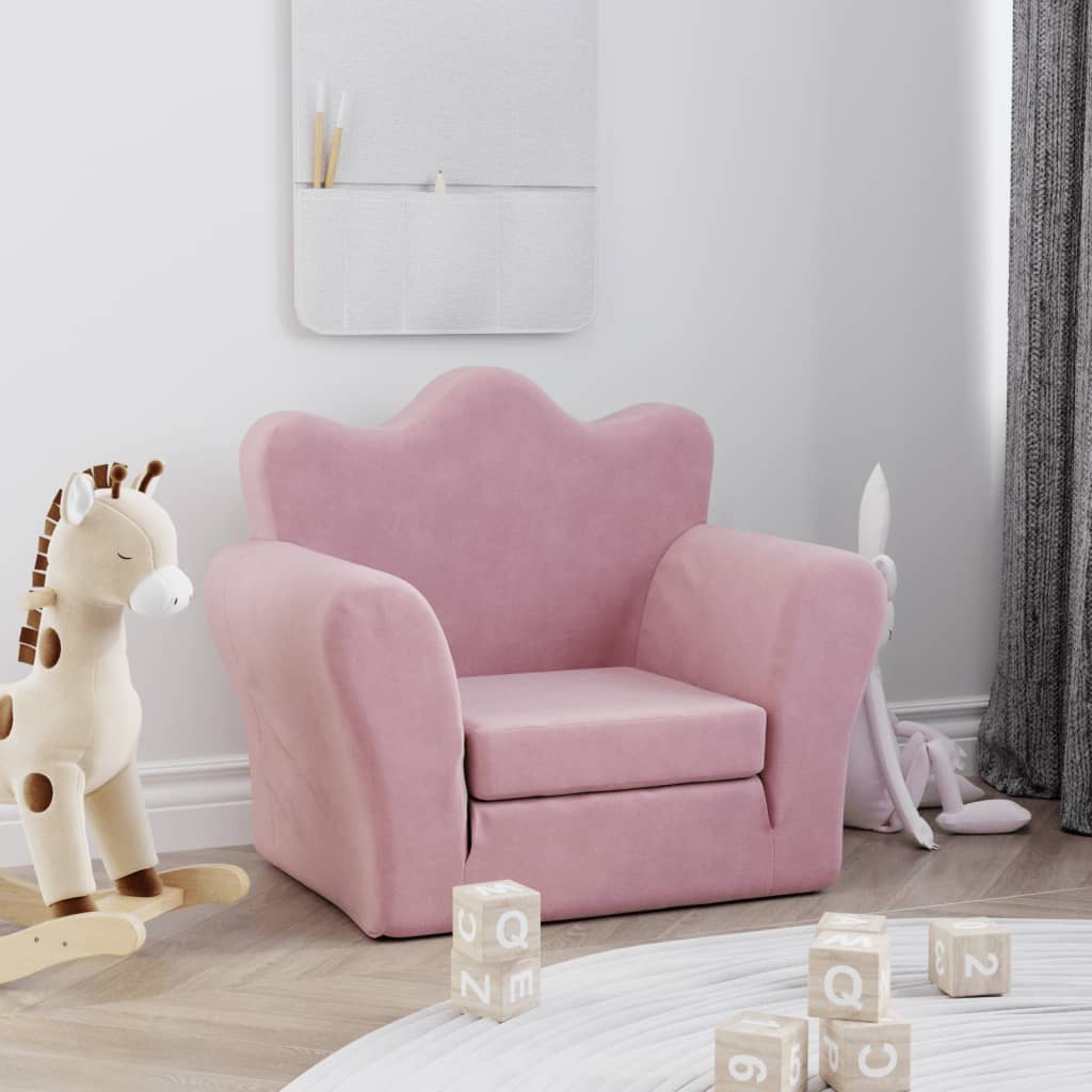 Sofa Bed for Children Pink Soft Plush