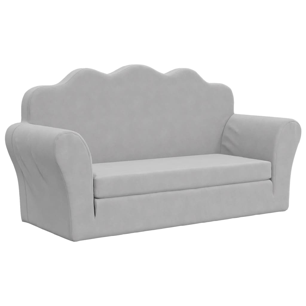 Children's Sofa Bed 2-Seater Light Grey Soft Plush