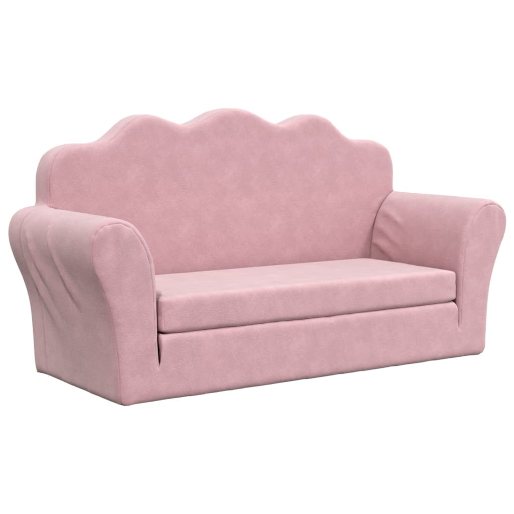 Children's Sofa Bed 2-Seater Pink Soft Plush