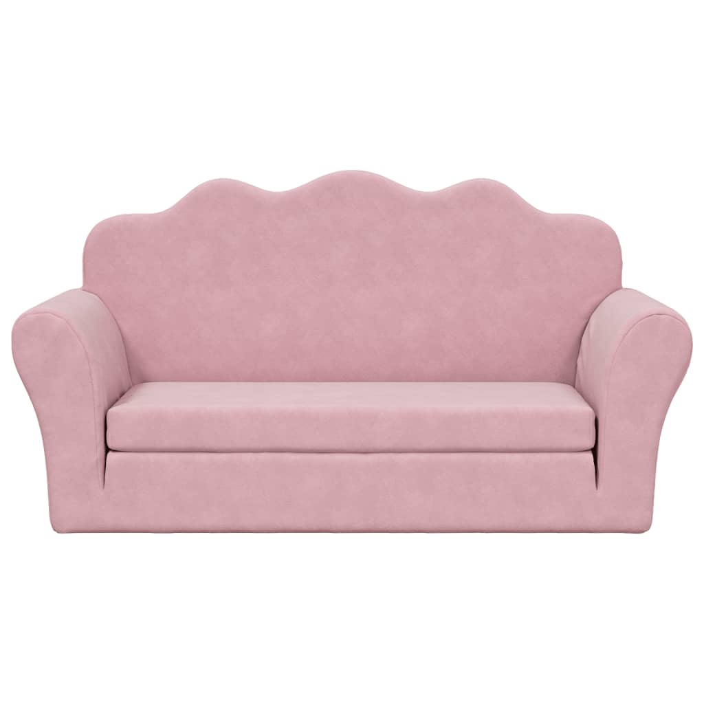 Children's Sofa Bed 2-Seater Pink Soft Plush