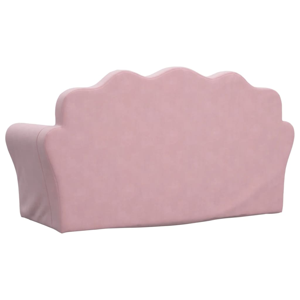 Children's Sofa Bed 2-Seater Pink Soft Plush