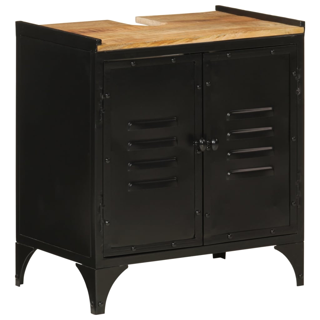 Washbasin cabinet 55x35x60 cm iron and solid mango wood