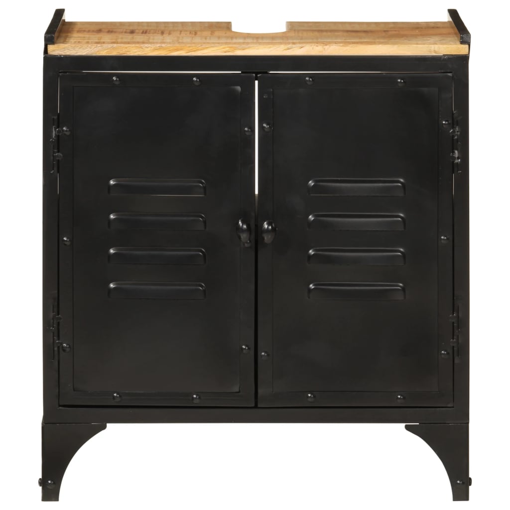 Washbasin cabinet 55x35x60 cm iron and solid mango wood