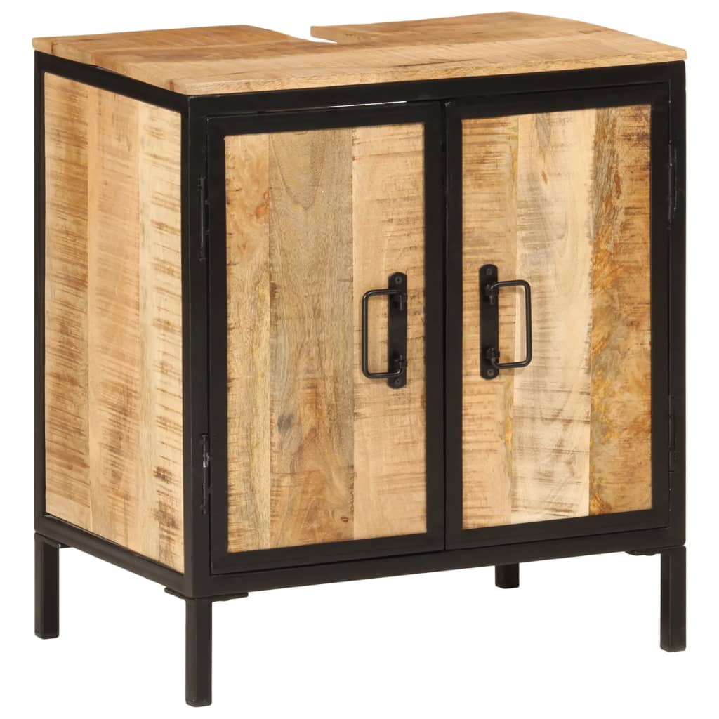 Washbasin cabinet 55x35x60 cm solid mango wood and iron