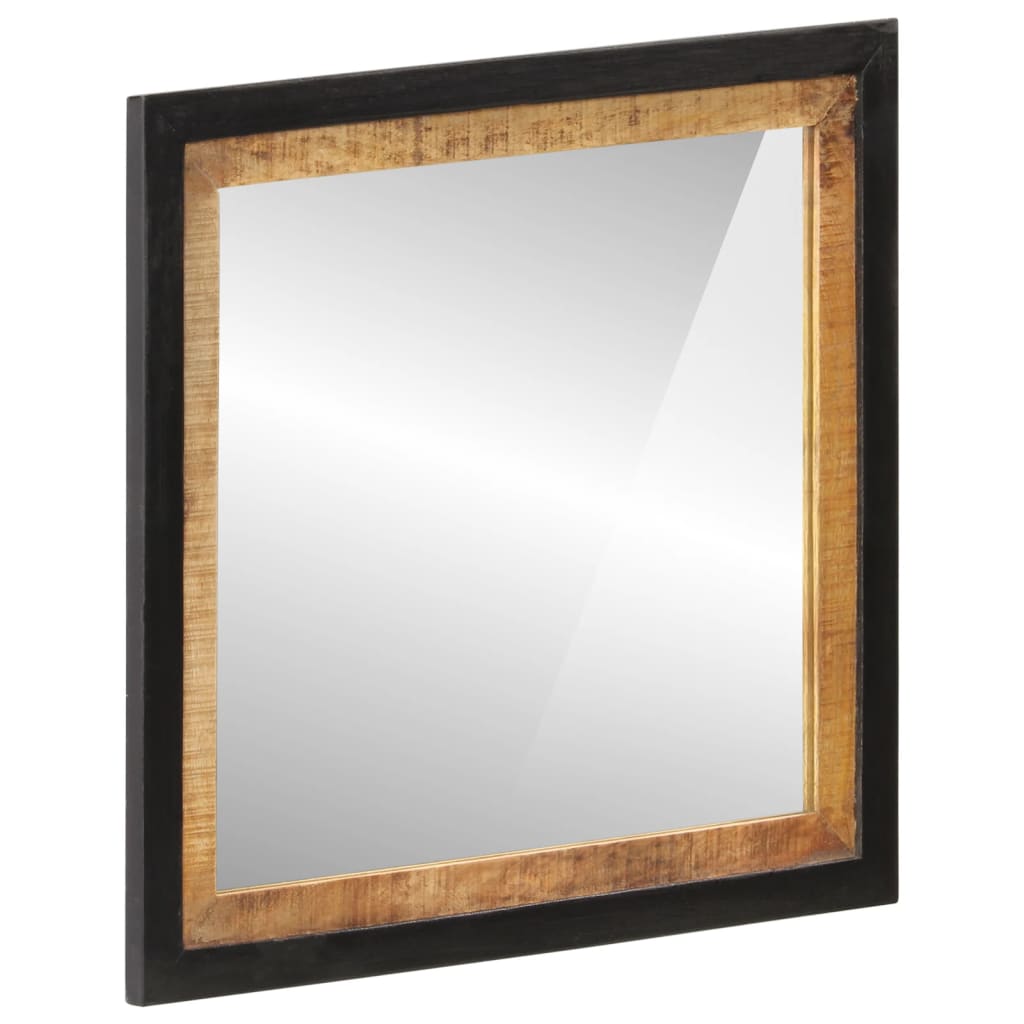 Bathroom mirror 55x1x60 cm glass and solid mango wood