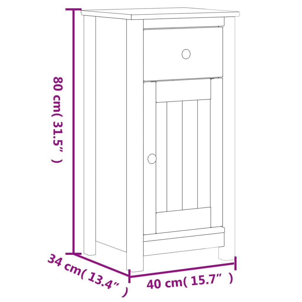 Bathroom Cabinet BERG White 40x34x80 cm Solid Pine