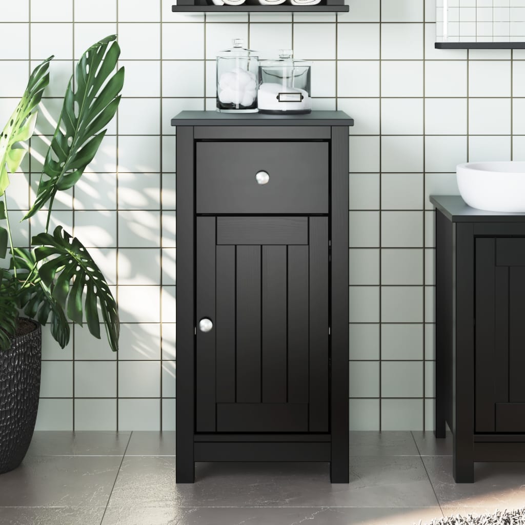 Bathroom Cabinet BERG Black 40x34x80 cm Solid Pine