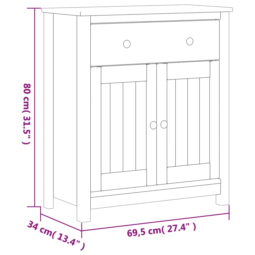 Bathroom Cabinet BERG White 69.5x34x80 cm Solid Pine