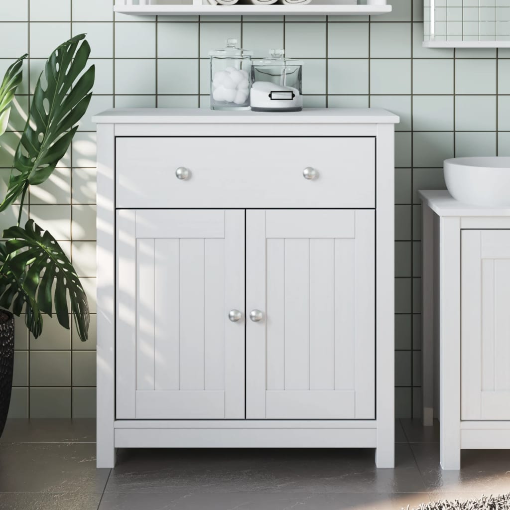 Bathroom Cabinet BERG White 69.5x34x80 cm Solid Pine