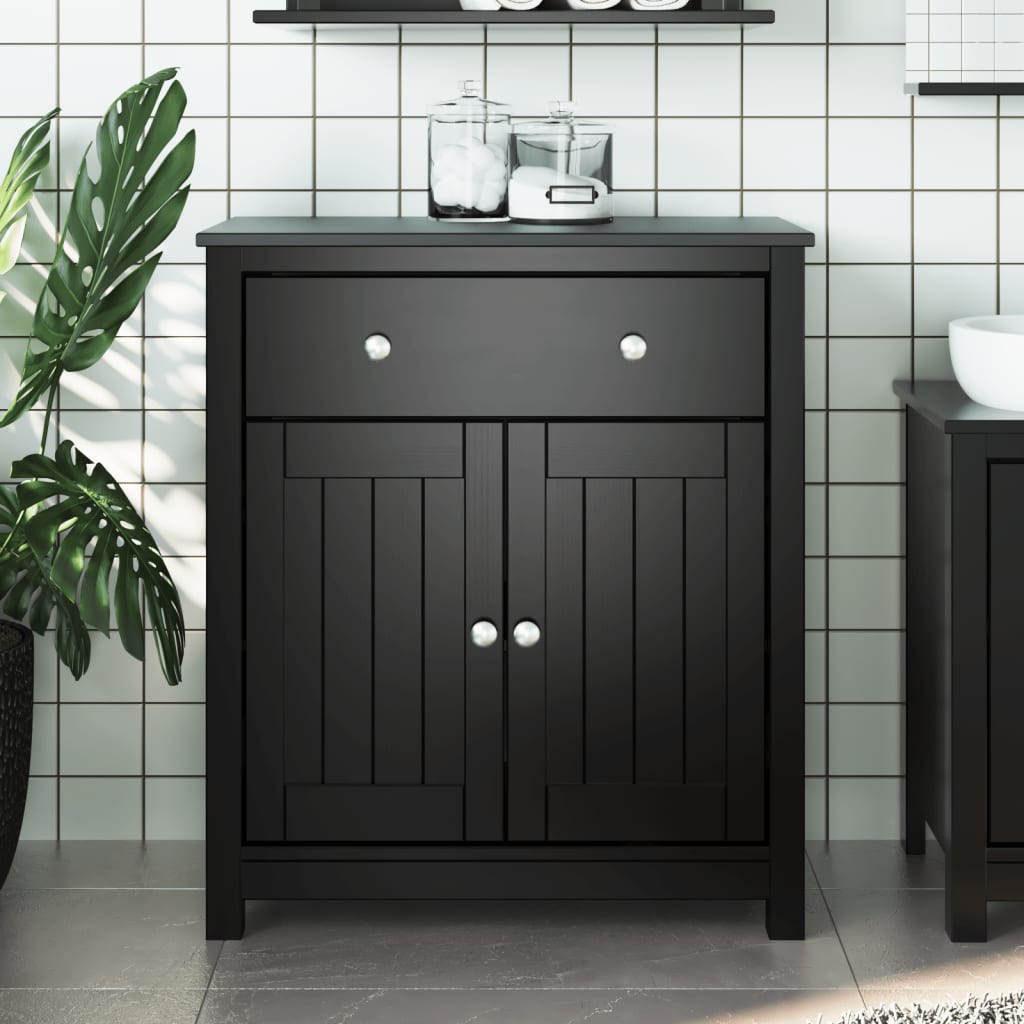 Bathroom Cabinet BERG Black 69.5x34x80 cm Solid Pine