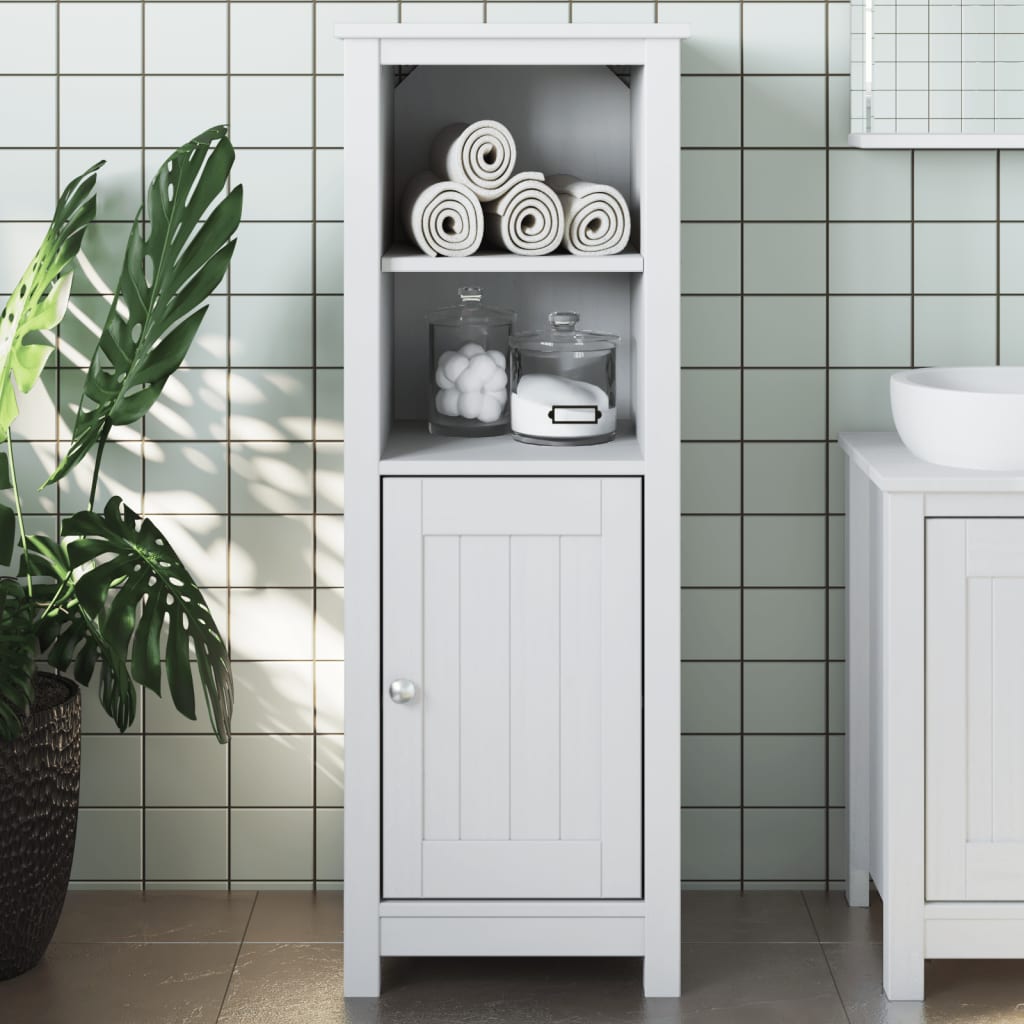 Bathroom Cabinet BERG White 40x34x110 cm Solid Pine